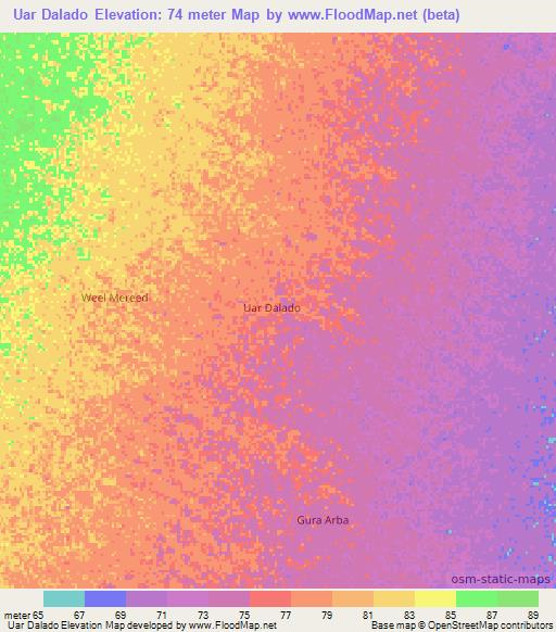 Uar Dalado,Somalia Elevation Map