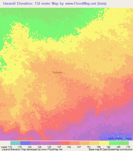 Uarandi,Somalia Elevation Map