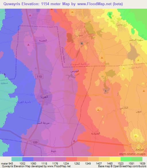 Quwayris,Syria Elevation Map