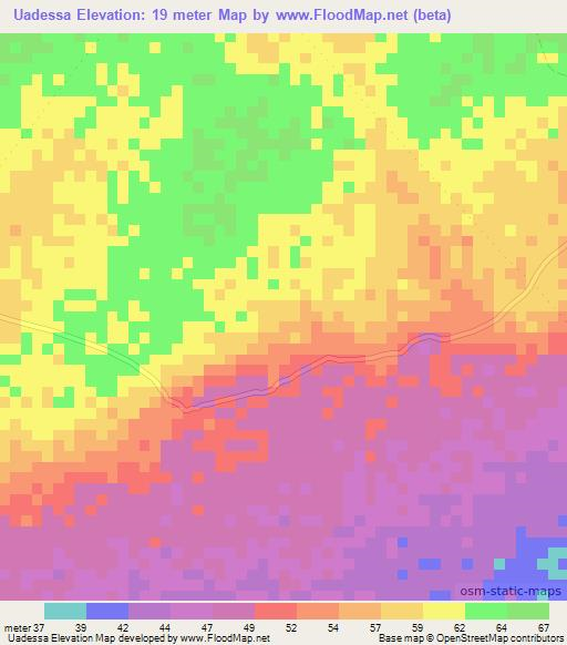Uadessa,Somalia Elevation Map