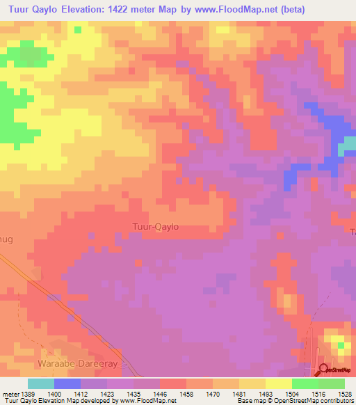 Tuur Qaylo,Somalia Elevation Map