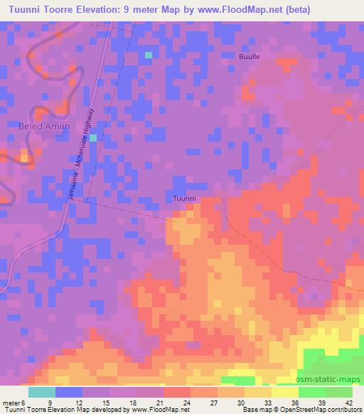 Tuunni Toorre,Somalia Elevation Map