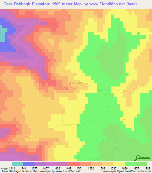 Qasr Dabbagh,Syria Elevation Map
