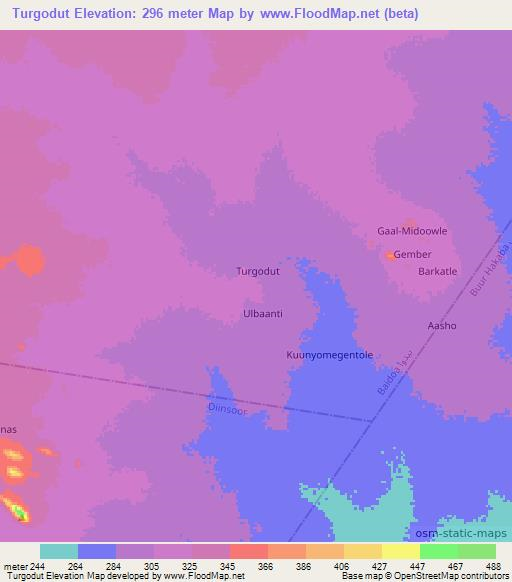 Turgodut,Somalia Elevation Map