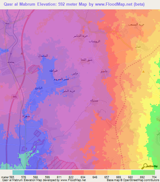 Qasr al Mabrum,Syria Elevation Map