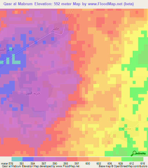 Qasr al Mabrum,Syria Elevation Map