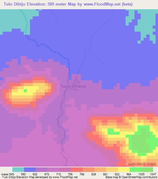 Tulo Dibijo,Somalia Elevation Map