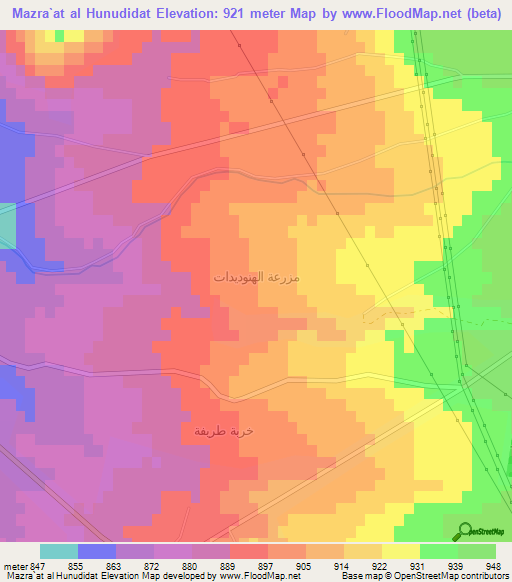 Mazra`at al Hunudidat,Syria Elevation Map
