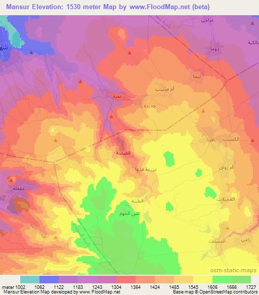 Mansur,Syria Elevation Map