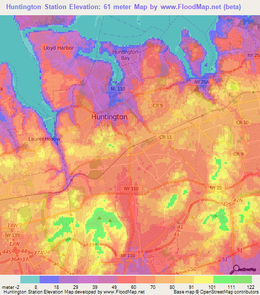 Huntington Station,US Elevation Map