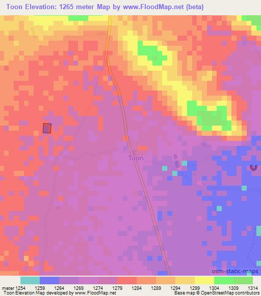 Toon,Somalia Elevation Map