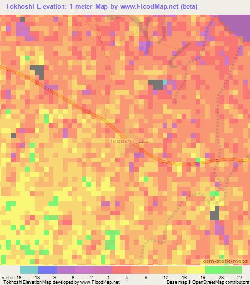 Tokhoshi,Somalia Elevation Map