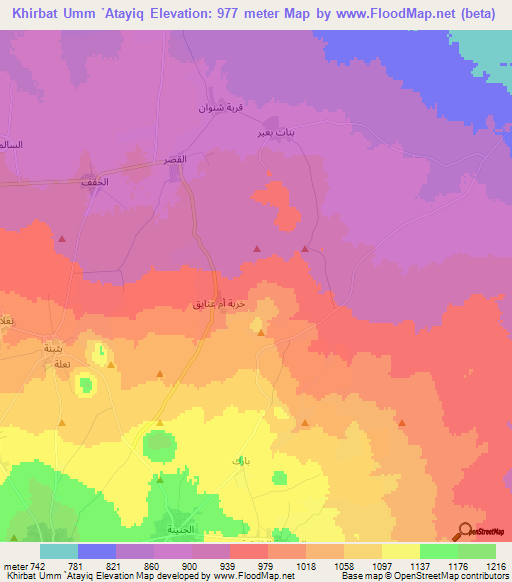 Khirbat Umm `Atayiq,Syria Elevation Map
