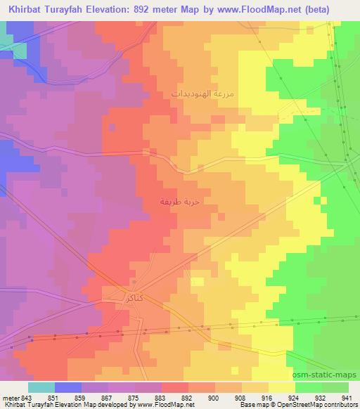 Khirbat Turayfah,Syria Elevation Map