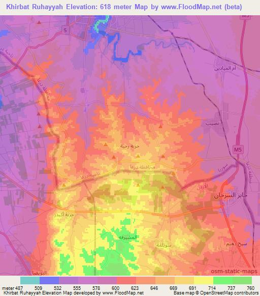 Khirbat Ruhayyah,Syria Elevation Map