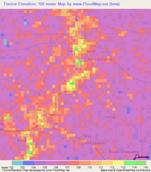 Timirre,Somalia Elevation Map