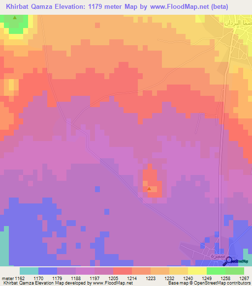 Khirbat Qamza,Syria Elevation Map