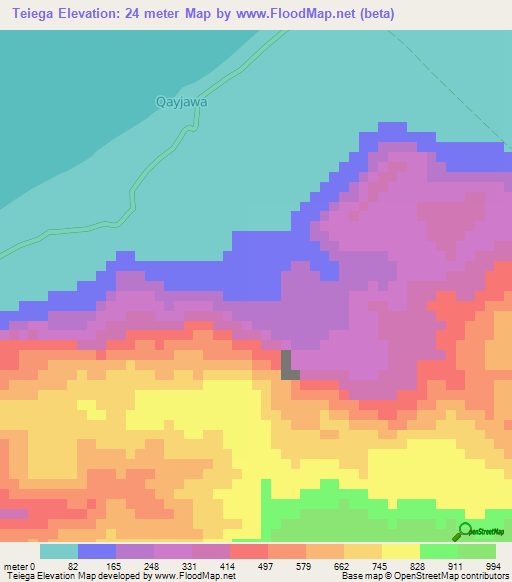 Teiega,Somalia Elevation Map