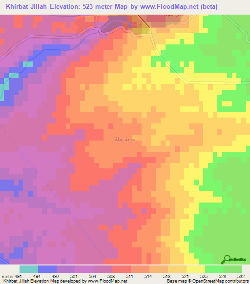 Khirbat Jillah,Syria Elevation Map