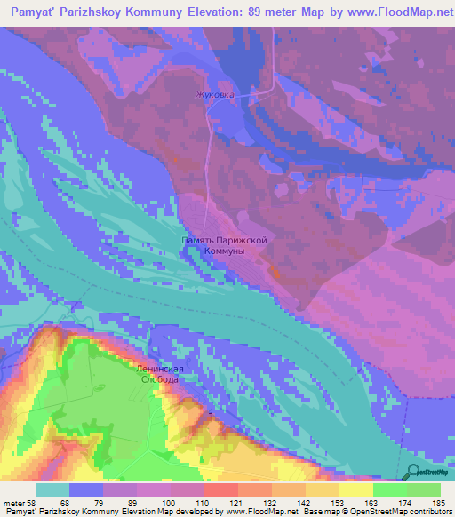 Pamyat' Parizhskoy Kommuny,Russia Elevation Map