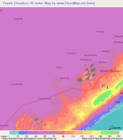 Tassin,Somalia Elevation Map