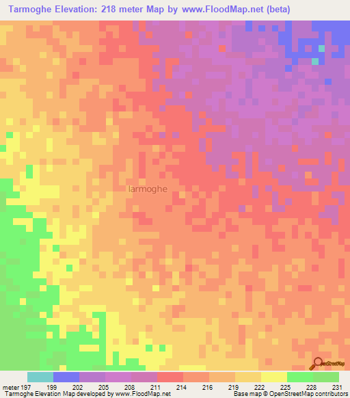 Tarmoghe,Somalia Elevation Map