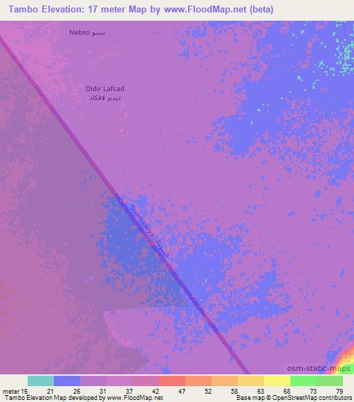 Tambo,Somalia Elevation Map