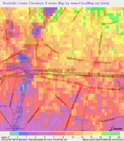Rockville Centre,US Elevation Map