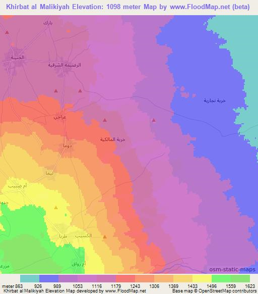 Khirbat al Malikiyah,Syria Elevation Map