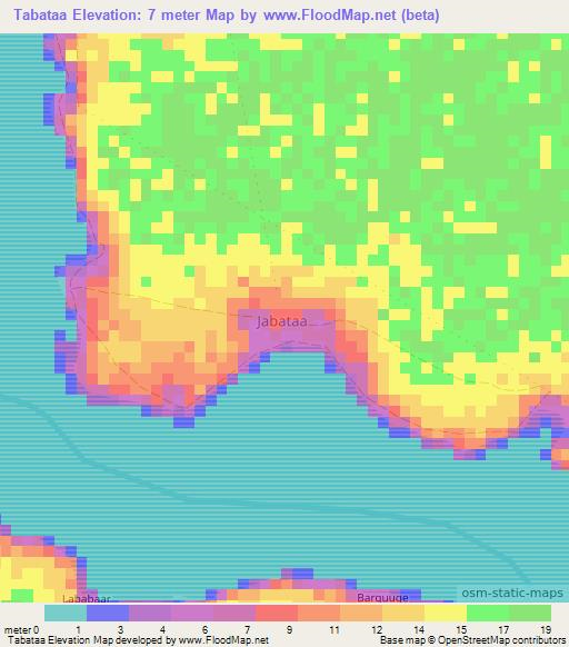 Tabataa,Somalia Elevation Map