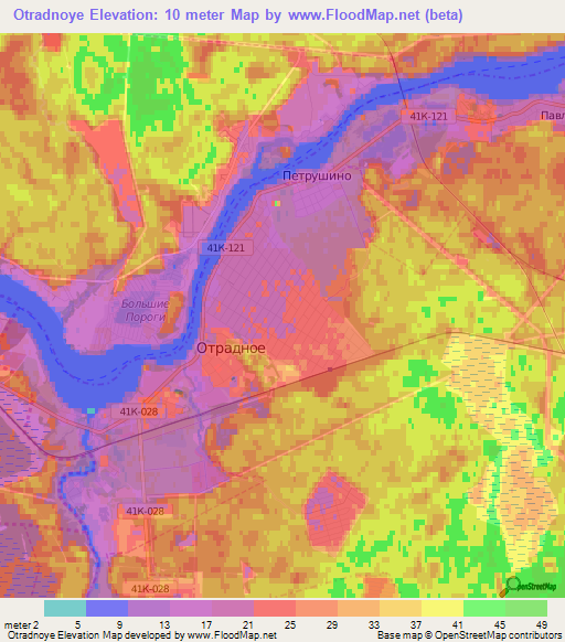 Otradnoye,Russia Elevation Map