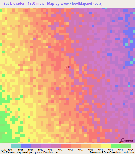 Sut,Somalia Elevation Map