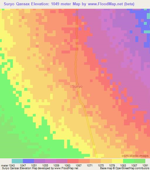 Suryo Qansax,Somalia Elevation Map
