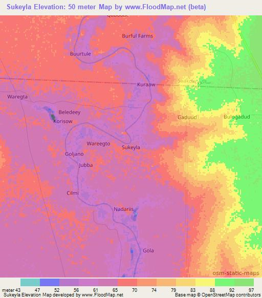 Sukeyla,Somalia Elevation Map