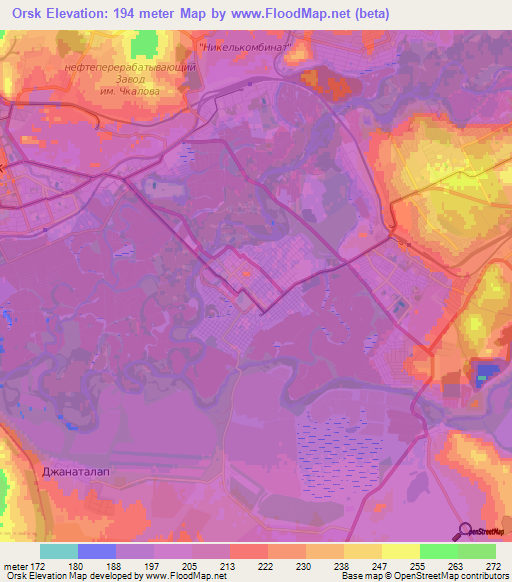 Orsk,Russia Elevation Map