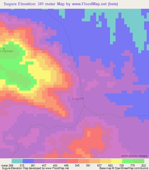 Sugure,Somalia Elevation Map