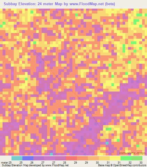 Subbay,Somalia Elevation Map