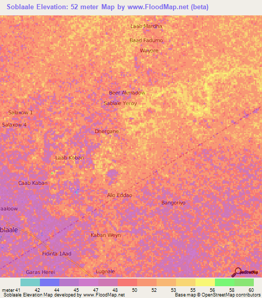 Soblaale,Somalia Elevation Map