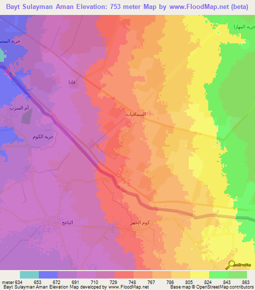 Bayt Sulayman Aman,Syria Elevation Map