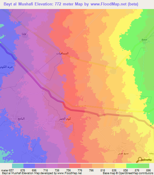Bayt al Mushafi,Syria Elevation Map