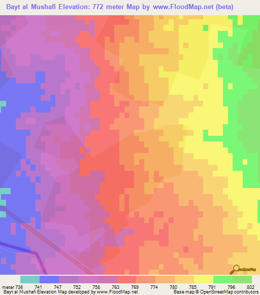 Bayt al Mushafi,Syria Elevation Map