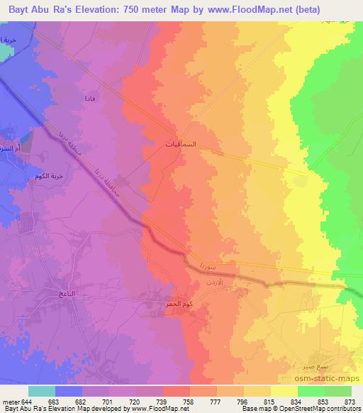 Bayt Abu Ra's,Syria Elevation Map