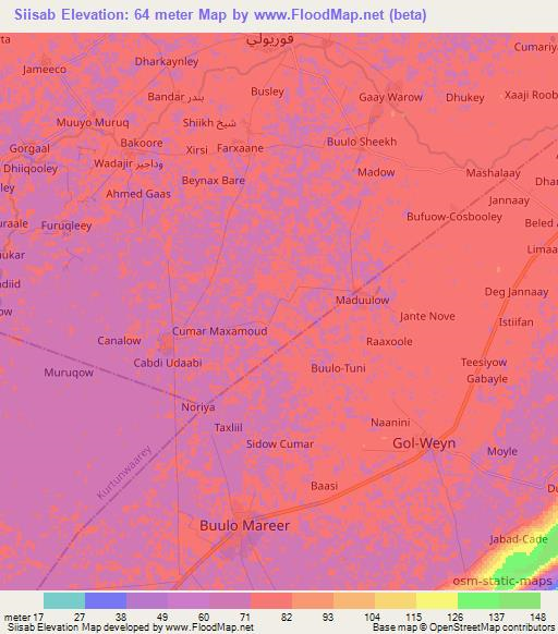 Siisab,Somalia Elevation Map