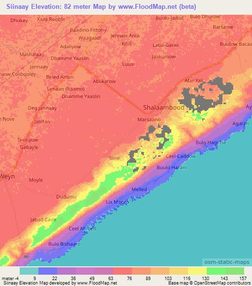 Siinaay,Somalia Elevation Map