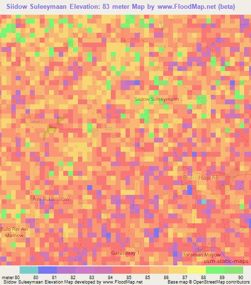 Siidow Suleeymaan,Somalia Elevation Map