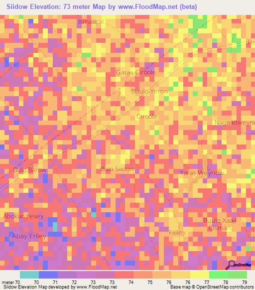 Siidow,Somalia Elevation Map