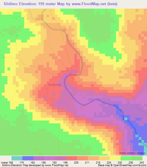 Siidimo,Somalia Elevation Map