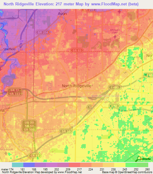 North Ridgeville,US Elevation Map