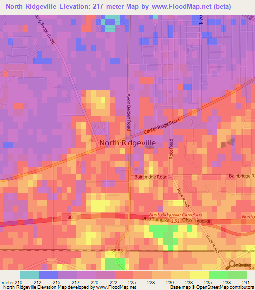North Ridgeville,US Elevation Map