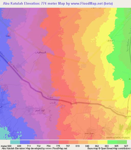 Abu Katulah,Syria Elevation Map